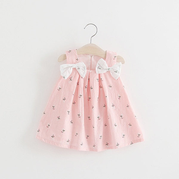 Bow Floral Print Baby Girls Dress 0-2 Years