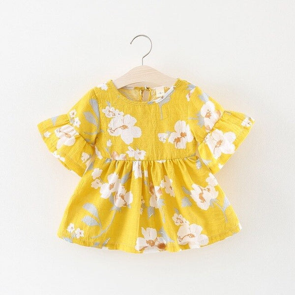Bow Lemon Print Baby Girl Dress 0-2 Years