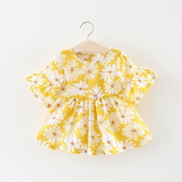 Bow Lemon Print Baby Girl Dress 0-2 Years