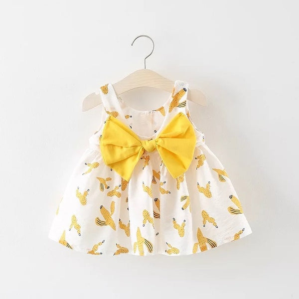 Bow Lemon Print Baby Girl Dress 0-2 Years