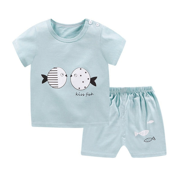 Unisex Baby Tshirt + Shorts Sets