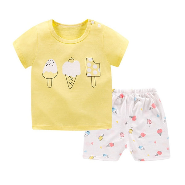 Unisex Baby Tshirt + Shorts Sets