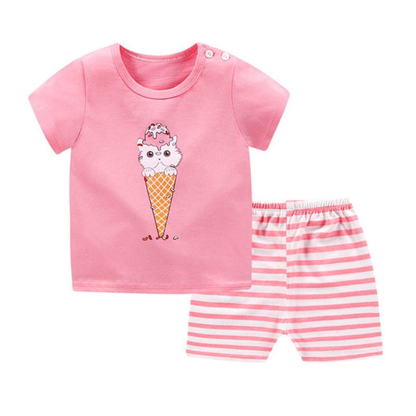 Unisex Baby Tshirt + Shorts Sets
