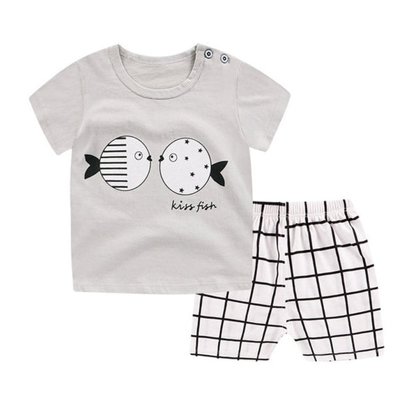 Unisex Baby Tshirt + Shorts Sets
