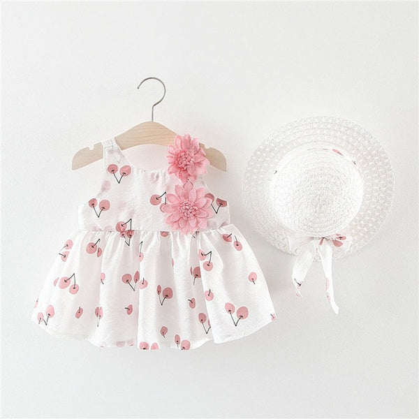 Big Bow Baby Girls Dress + Hat 0-2 Years