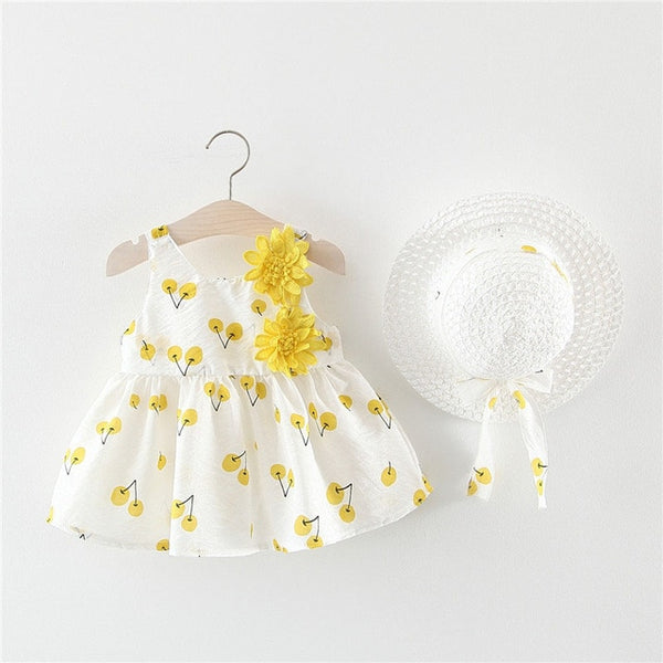 Big Bow Baby Girls Dress + Hat 0-2 Years