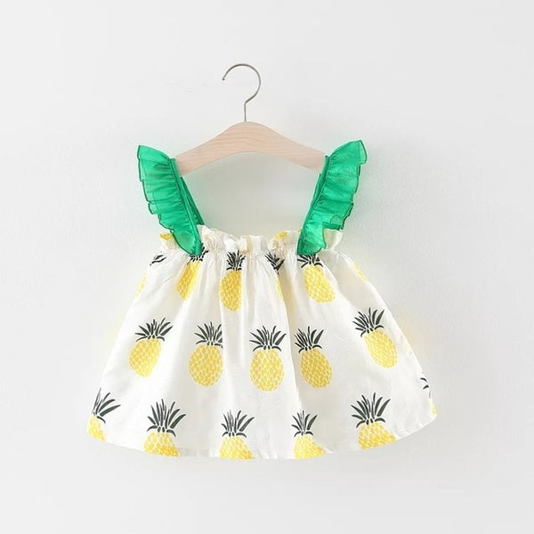 Floral Cherry Bow Print Baby Girl Dress 0-2 Years
