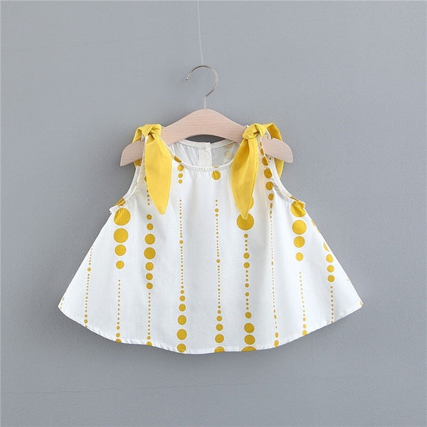 Floral Cherry Bow Print Baby Girl Dress 0-2 Years