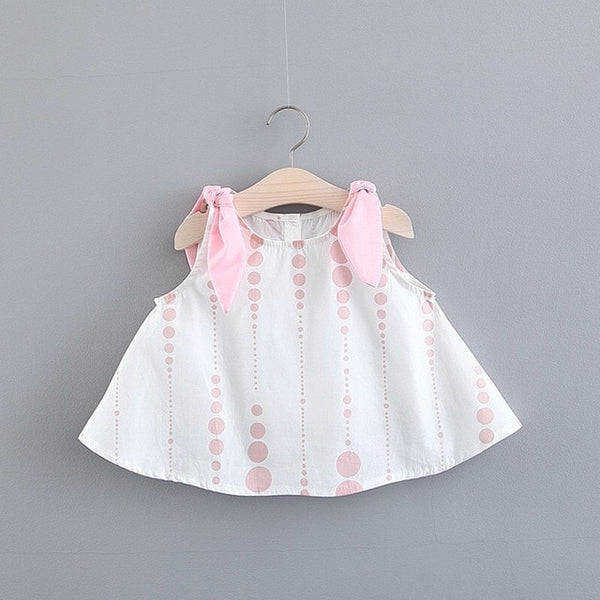 Floral Cherry Bow Print Baby Girl Dress 0-2 Years