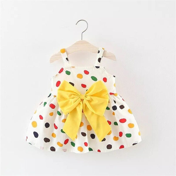 Dot Bow Print Baby Girl Dress 0-2 Years