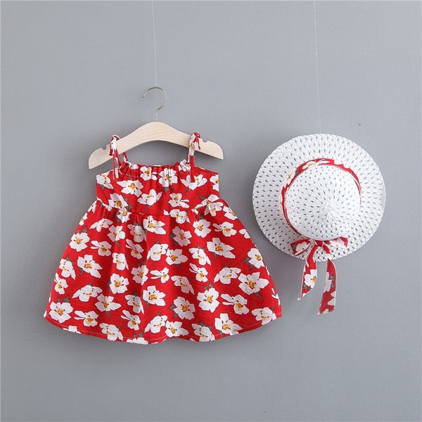 Dot Cherry Print Bow Baby Girl Dress 0-2 Years