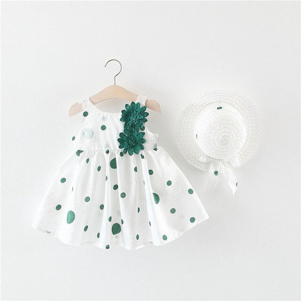 Dot Cherry Print Bow Baby Girl Dress 0-2 Years