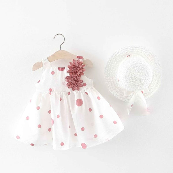Dot Cherry Print Bow Baby Girl Dress 0-2 Years