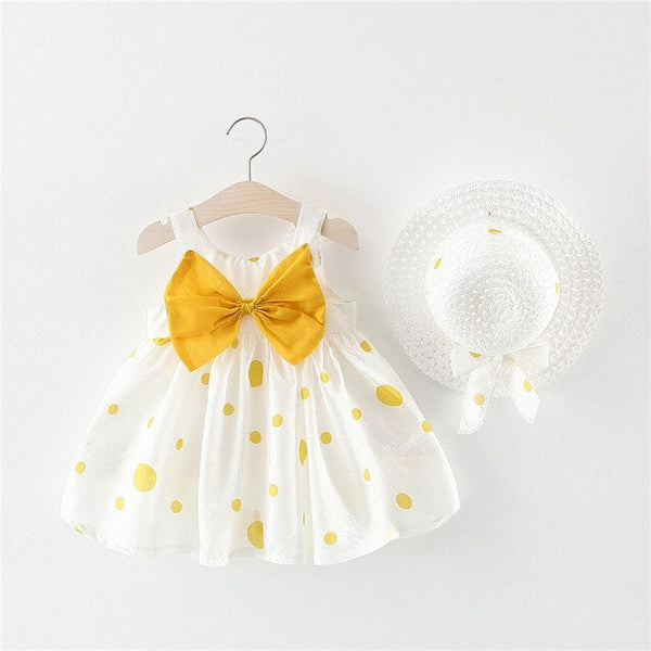 Dot Cherry Print Bow Baby Girl Dress 0-2 Years