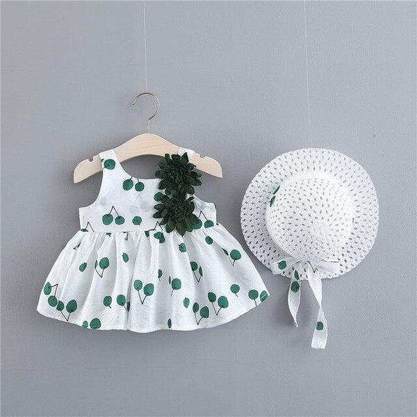 Dot Cherry Print Bow Baby Girl Dress 0-2 Years