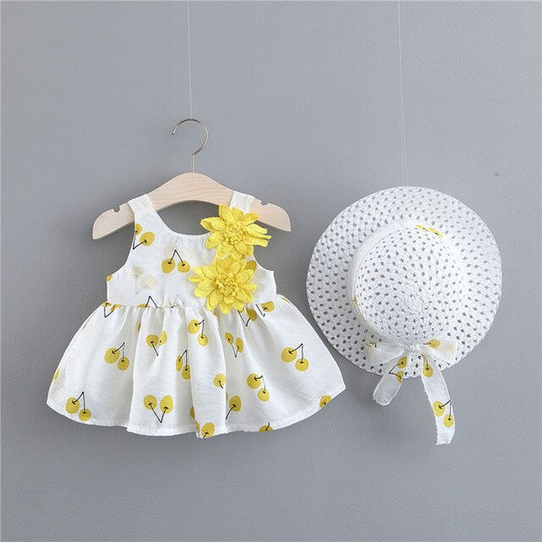 Dot Cherry Print Bow Baby Girl Dress 0-2 Years