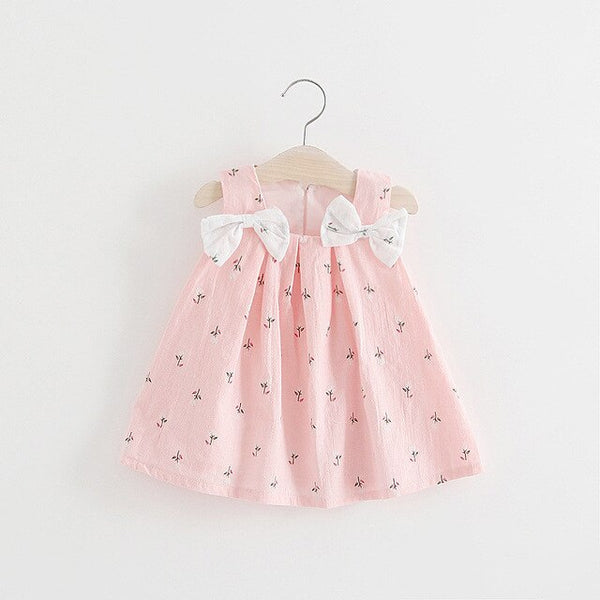 Dot Cherry Print Bow Baby Girl Dress 0-2 Years