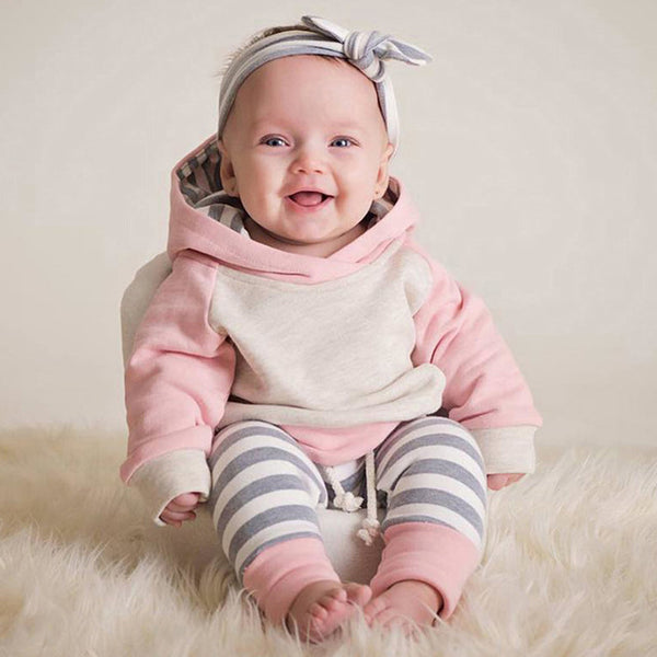 3pcs Hooded Long Sleeve Clothing Set 0-24M