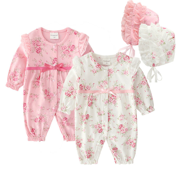 Baby Girls Romper + Hat 3-12M