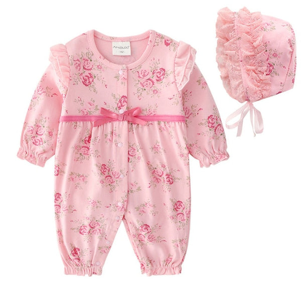 Baby Girls Romper + Hat 3-12M