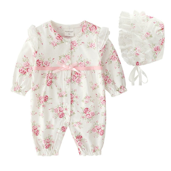 Baby Girls Romper + Hat 3-12M