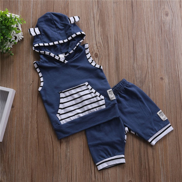 Hooded Short Sleeve Clothing Set 0-24M