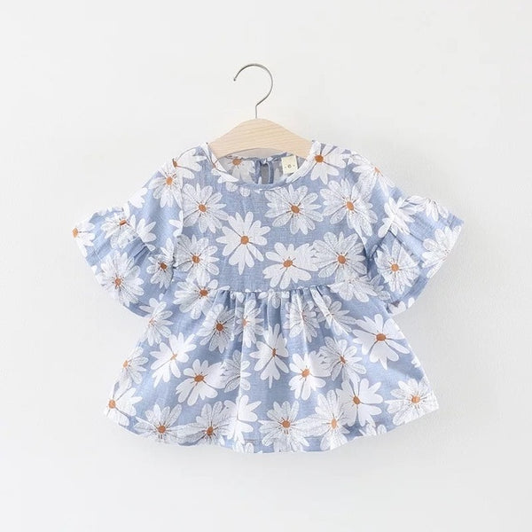 Bow Floral Print Baby Girl Dress 0-2 Years