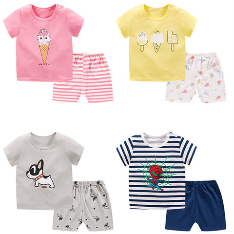 Unisex Baby Tshirt + Shorts Sets