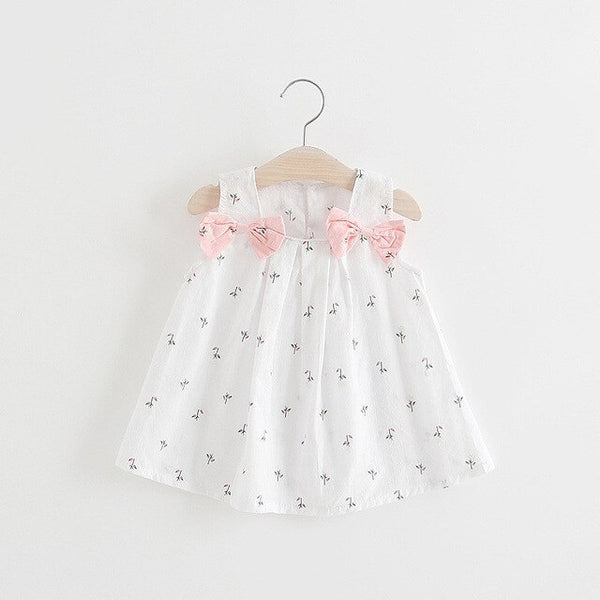Bow Floral Print Baby Girl Dress 0-2 Years