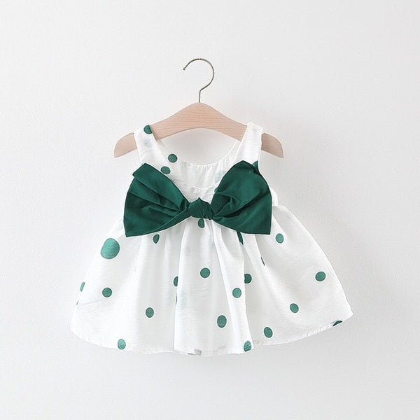 Bow Dot Lemon Print Baby Girls Dress 0-2 Years