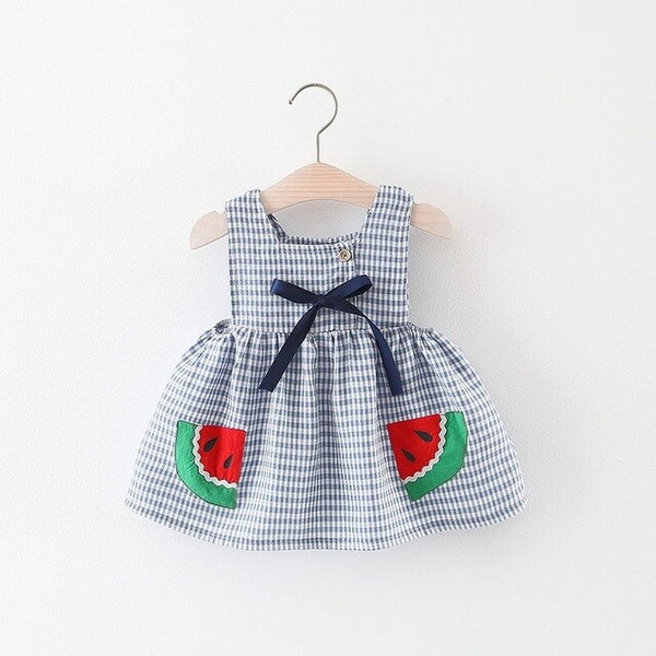 Plaid Watermelon Print Baby Girls Dress 0-2 Years