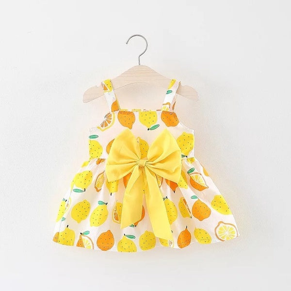 Floral Cherry Bow Print Baby Girl Dress 0-2 Years