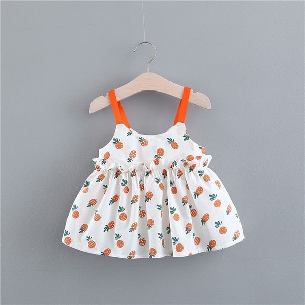 Floral Cherry Bow Print Baby Girl Dress 0-2 Years