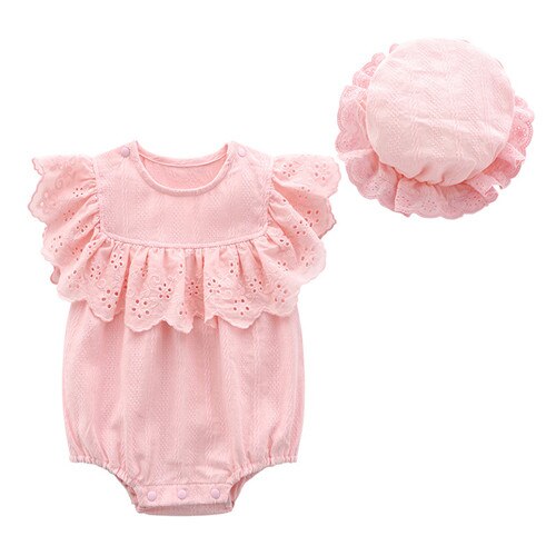 Baby Girls Romper + Hat 3-12M