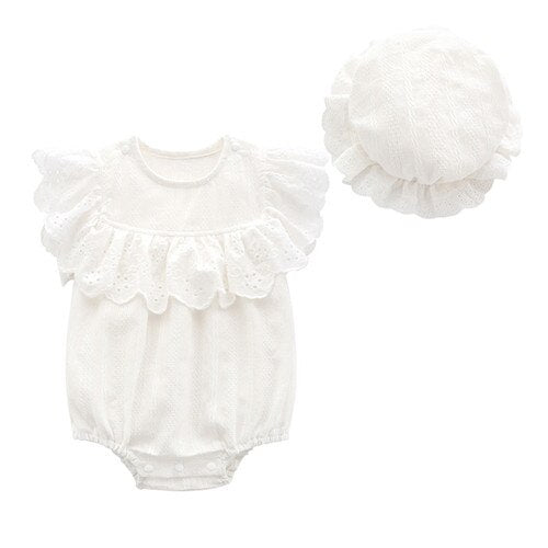 Baby Girls Romper + Hat 3-12M