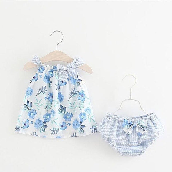 Striped Embroidery Baby Girls Dress 0-2 Years